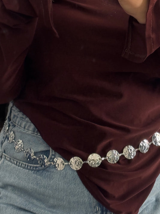 Silver WavyCircle belt